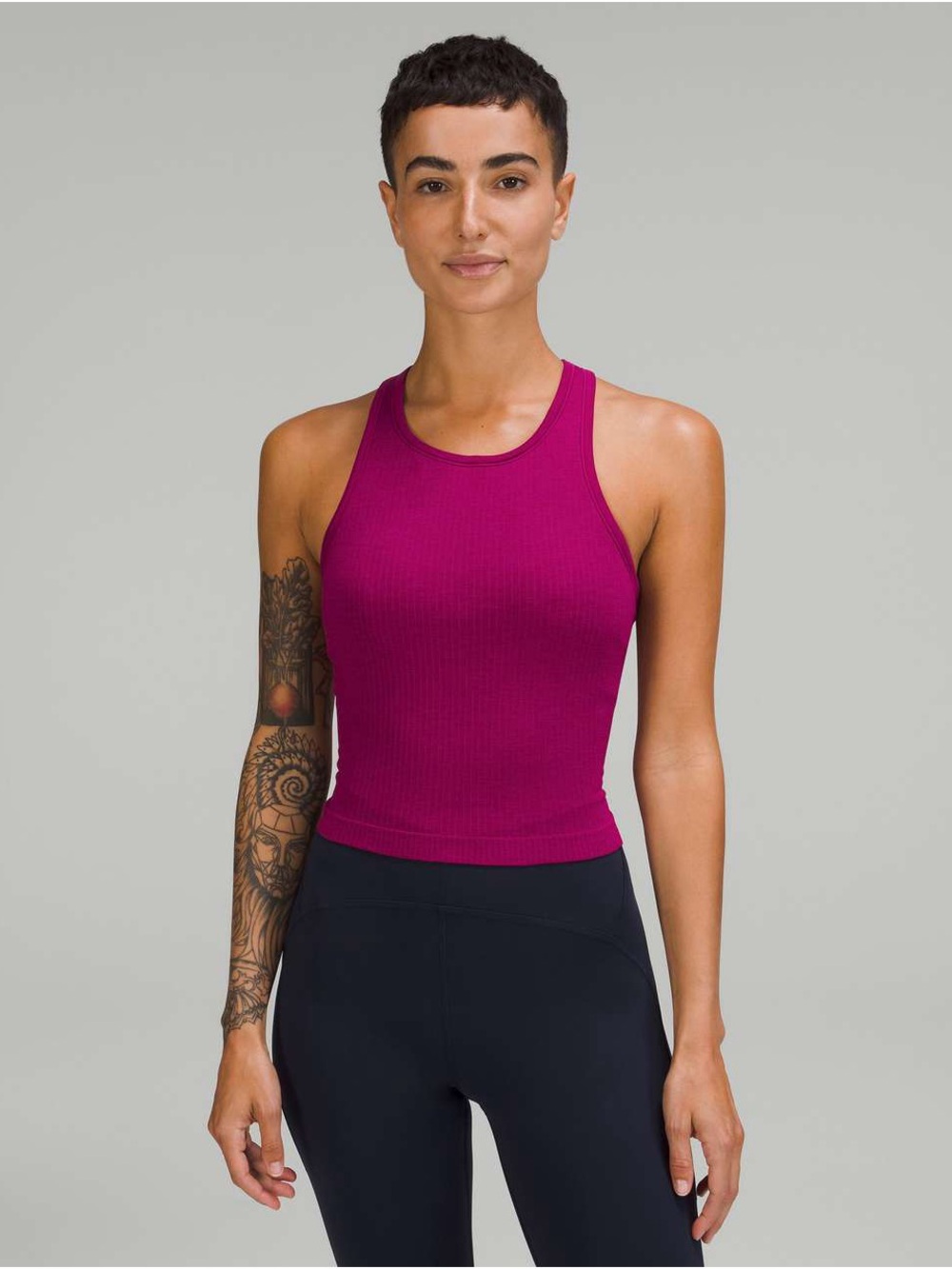 Lululemon Purple Magenta Ebb to Street Crop Tank Sz 8
